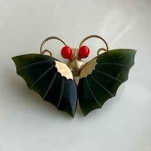 Vintage Jade Butterfly Pin/Pendant